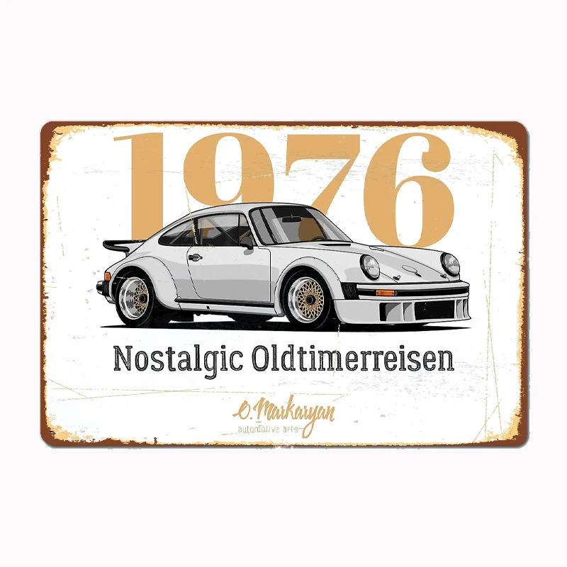 

0934 RSR line White Classic Sports Car Vintage Metal Poster Sign Club Custom Indoor Wall Tin Sign Room Decor Home Decor