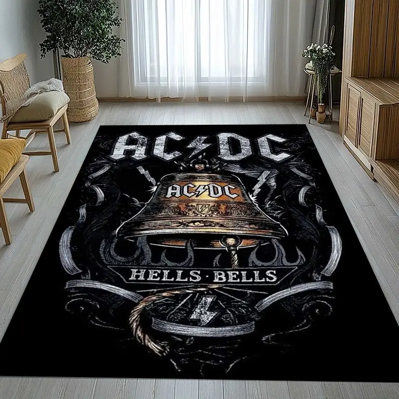 Fashion ACDC Rock Band Sign Catoon Living Room Non-Slip Area Rug Soft Carpet for Bedroom  Playroom Sofa,Home Decor Doormat