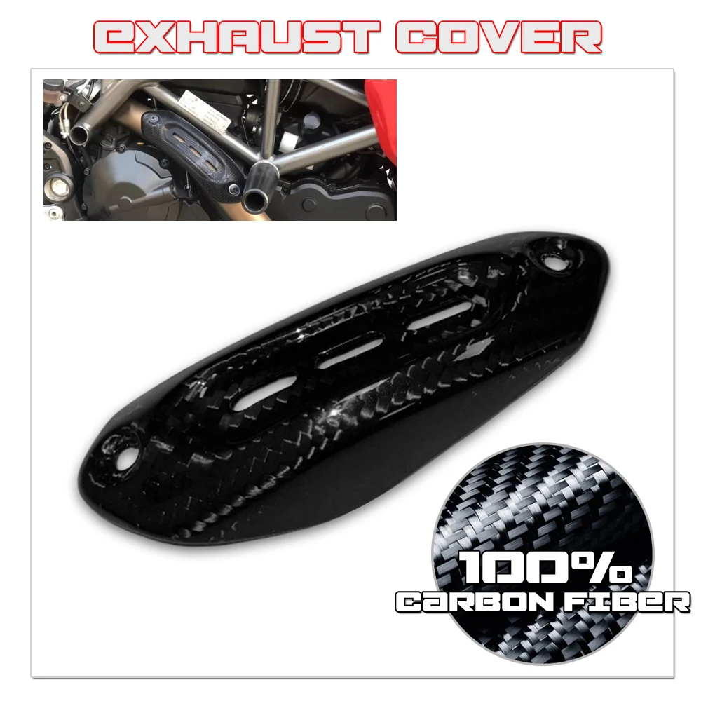 For DUCATI Hypermotard 950/939/821 Real Carbon Fiber Exhaust Pipe Hood Heat Shield Cover Guard Protector Motorcycle Fairing Kits