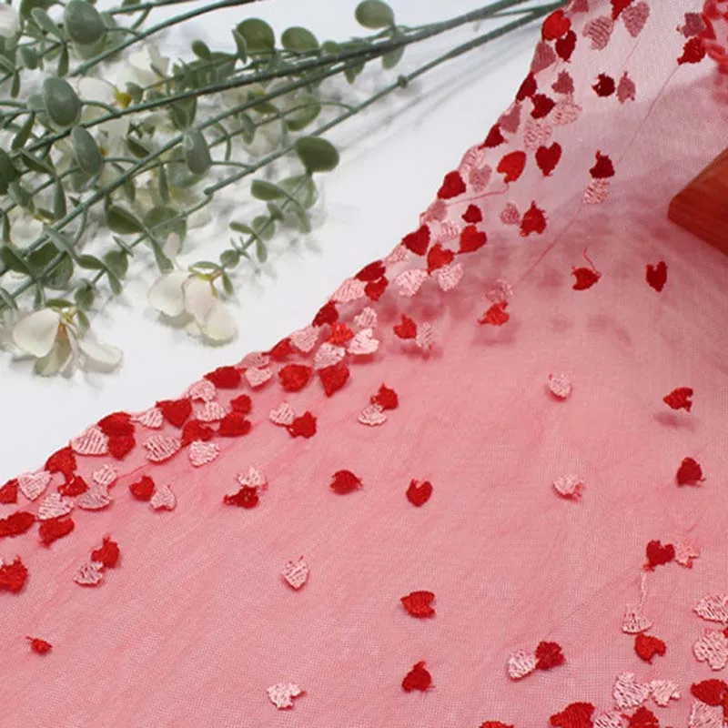 30Yards Red Hearts Embroidery Lace Trim DIY Craft Fabrics Sewing Supply Skirt Hem Decoration Accessories Dolls