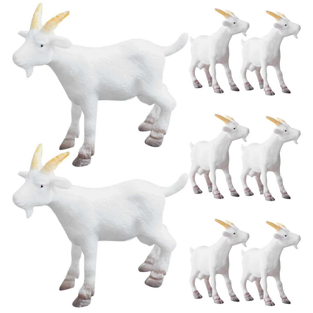 Animal Simulated Aries Model Toy Adorable Goat Crafts Two Old Goats White Pvc Decor