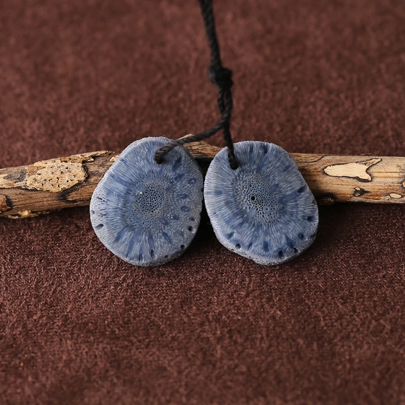 

Natural Nugget Blue Coral Drilled Earring Beads Jewelry Making DIY Charms For Bracelets Earrings 18x15x4mm 3g