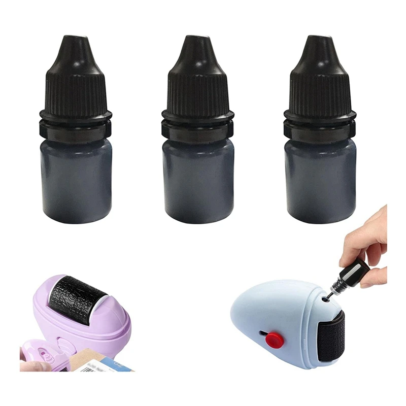 Self Inking Stamp Refill Ink Roller Stamp Ink 3Pcs Address Blocker Stamp - Identity Protection Roller Stamp Ink Refill Durable