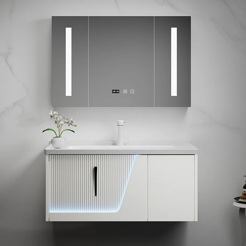

Ergonomic Simple Bathroom Cabinets Mirror Cabinet Ceramic Washbasin Bathroom Vanity Cabinets Regale Gabinete Trendy Furniture
