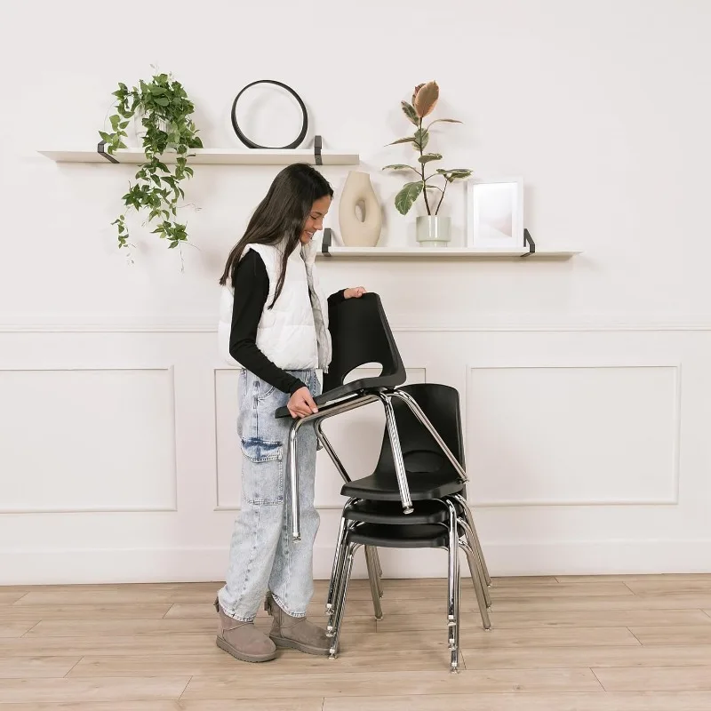 Factory Direct Partners Stack Chair, 16 pulgadas, negro