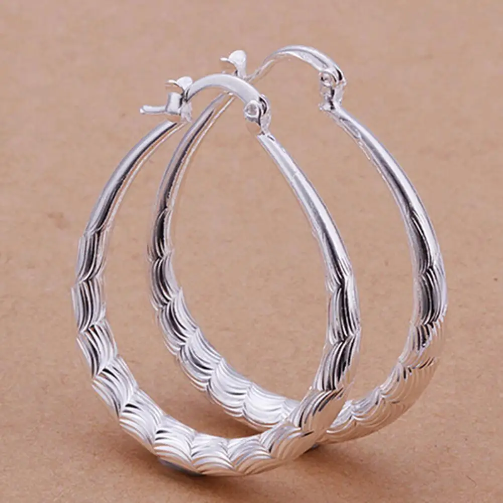 2023 Earrings For Women Sea Wave Carving U Shape Earrings Silver Plated Hoop Dangle Ear Rings Gifts