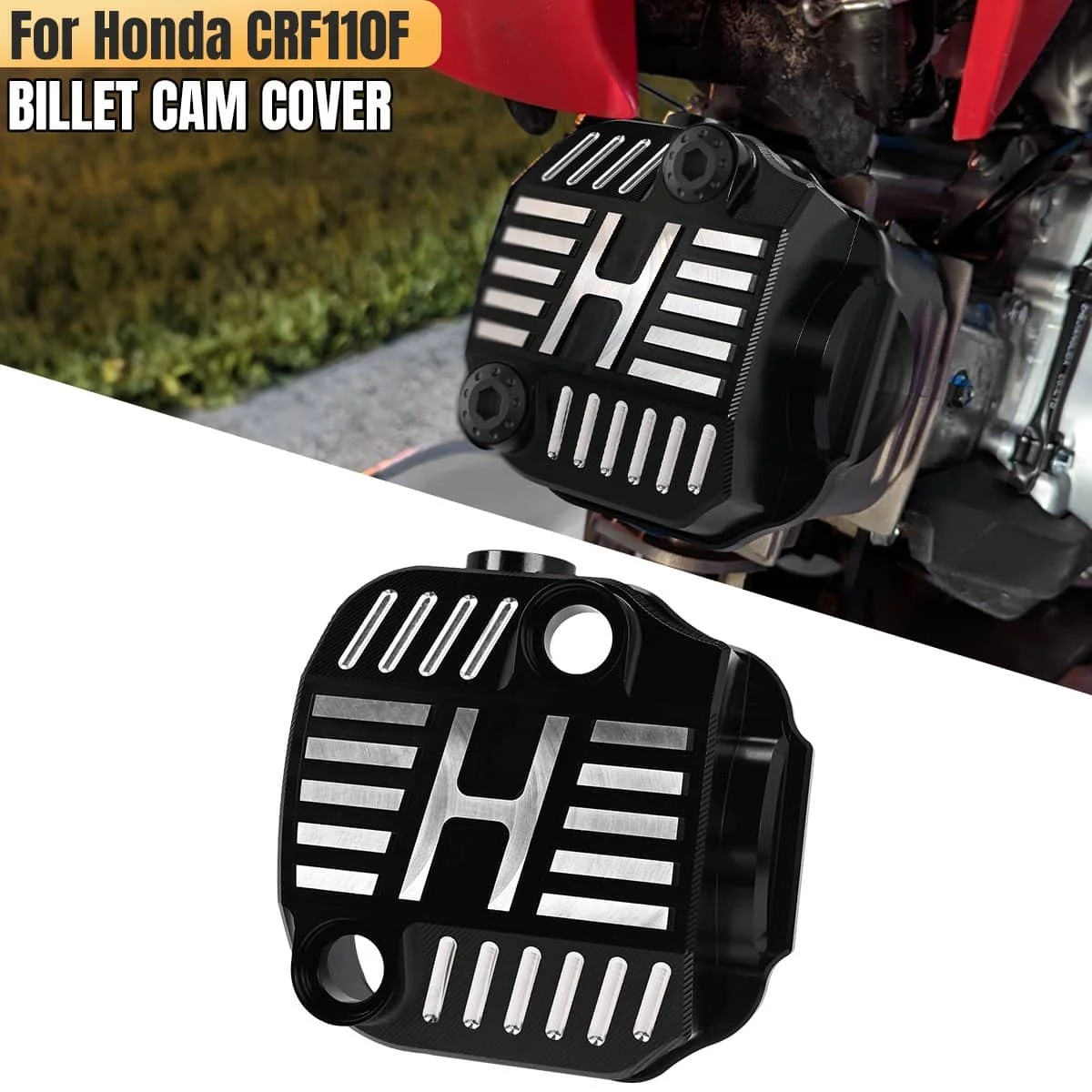 Motorcycles Billet Cam Cover Aluminum Black Upgrade For Honda CRF110 2013-Present Dirt Pit Bikes