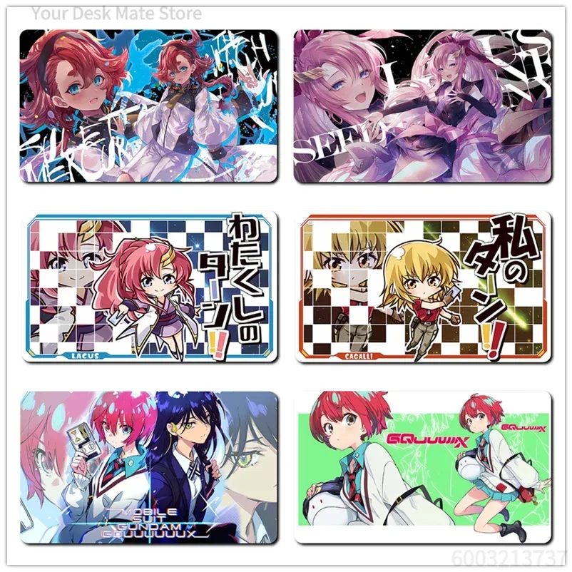 Anime Gundam The Witch From Mercury Girls Large Mousepad Rubber Non-Slip TCG Playmat Trading Card Game Desk Mat for Table Gaming