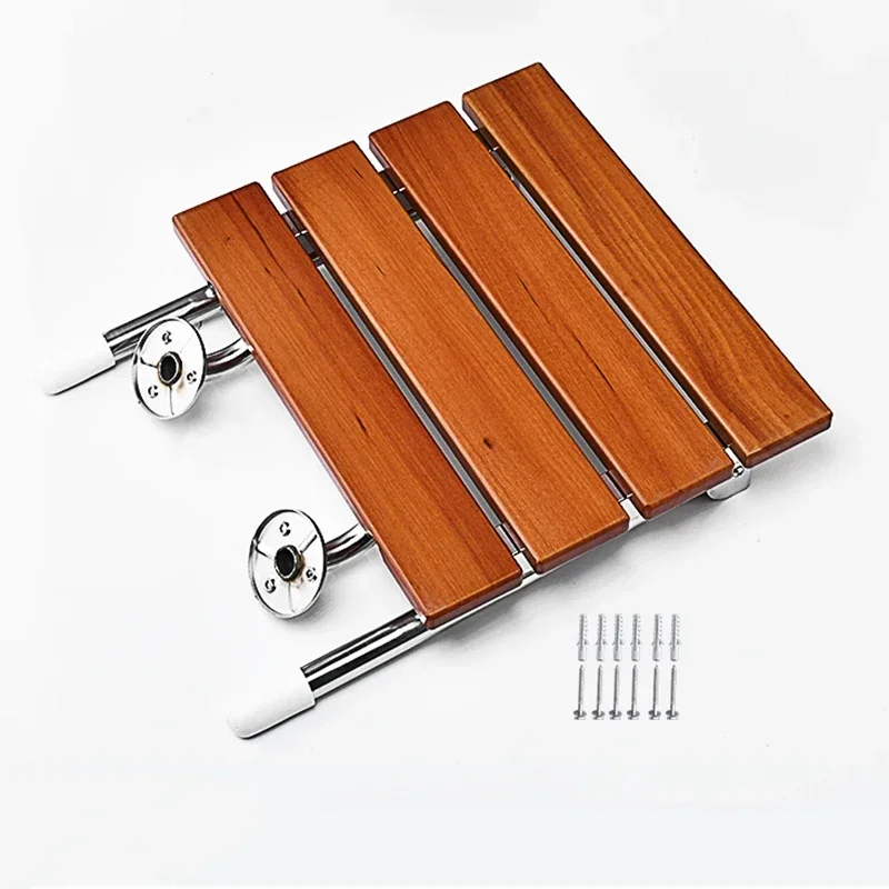 Wall Mounted Solid Wood Folding Stool Bathroom and Shower Chair Porch Shoe Changing Stool Relaxation Bathroom Folding Chairs image 4