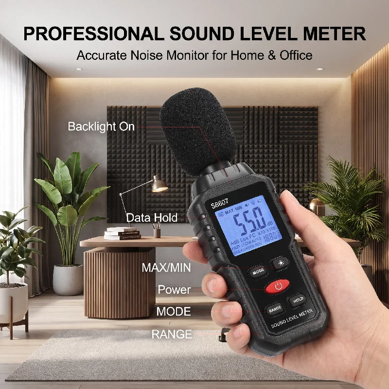 Handheld Decibel Meter 30-130dB Digital Sound Level Tester Mini Noise Audio-Level Monitor Sonometros for Environment