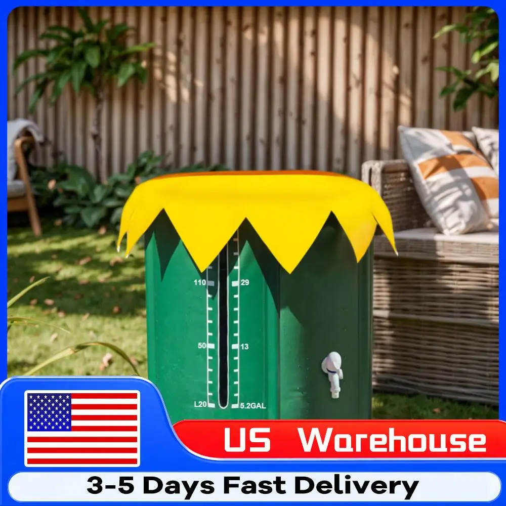 

52-галлонная бочка для дождя, складной резервуар для хранения воды из ПВХ с тремя кранами, коллектор для бочки для воды, садовый уловитель воды