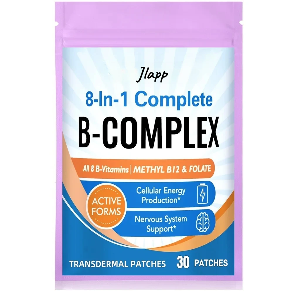 8-in-1 Complete B Complex Transdermal Patches Energy, Nerve, Blood Support – 30 Patches One Month Supply