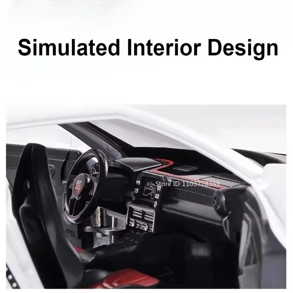 1:24 jouet GTR R35 CSR2 modèle de voiture de sport en alliage moulé sous pression son lumière tirer vers les portes ouvertes Collection modèles de supercar pour les enfants