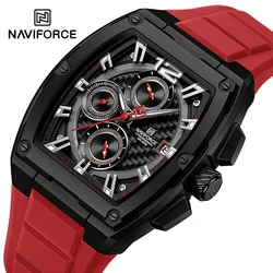 NAVIFORCE Men's Wristwatch Sports Waterproof Fumed Silica Strap Male Chronograph Trend Casual Quartz Calendar Man Watches NF8050