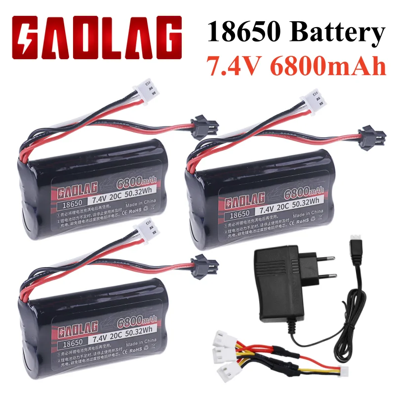 7,4 В18650 SM-2P 6800 мАч литий-ионный аккумулятор для WPL MN99S D90 U12A S033g Q1 H101 Запчасти 7,4 В Аккумулятор для радиоуправляемых лодок Автомобили Танки Запчасти для дронов