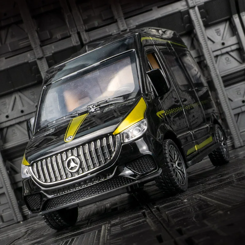 1:24 Mercedes-Benz Sprinter MPV Simulation Diecast Metal Alloy Model car Sound Light Pull Back Collection Kids Toy Gifts A466