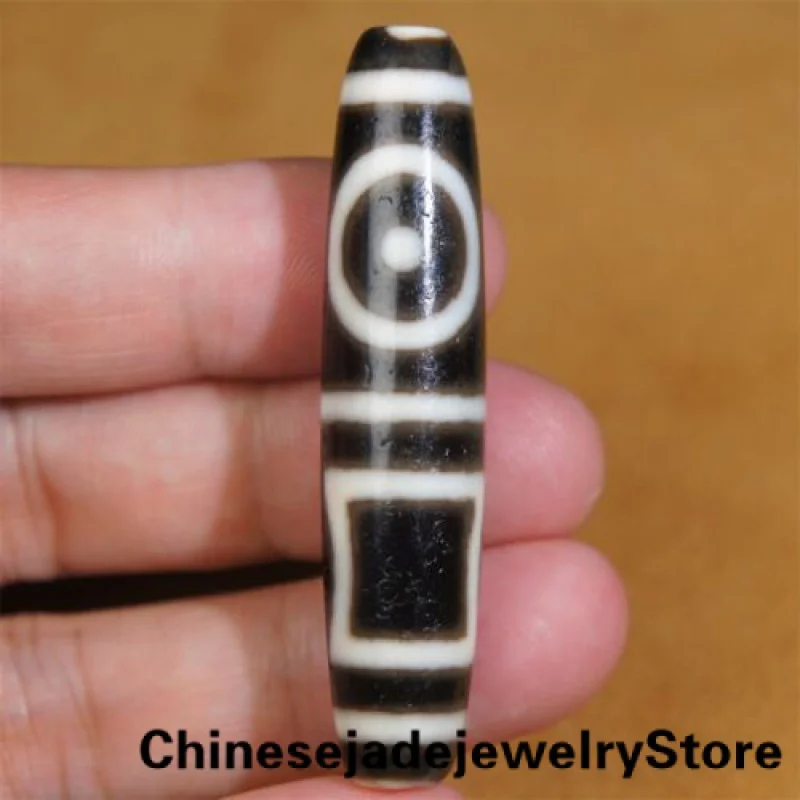 

Ancient Tibetan DZI Beads Old Agate Heaven＆Earth Totem Amulet Pendant GZI 58mm