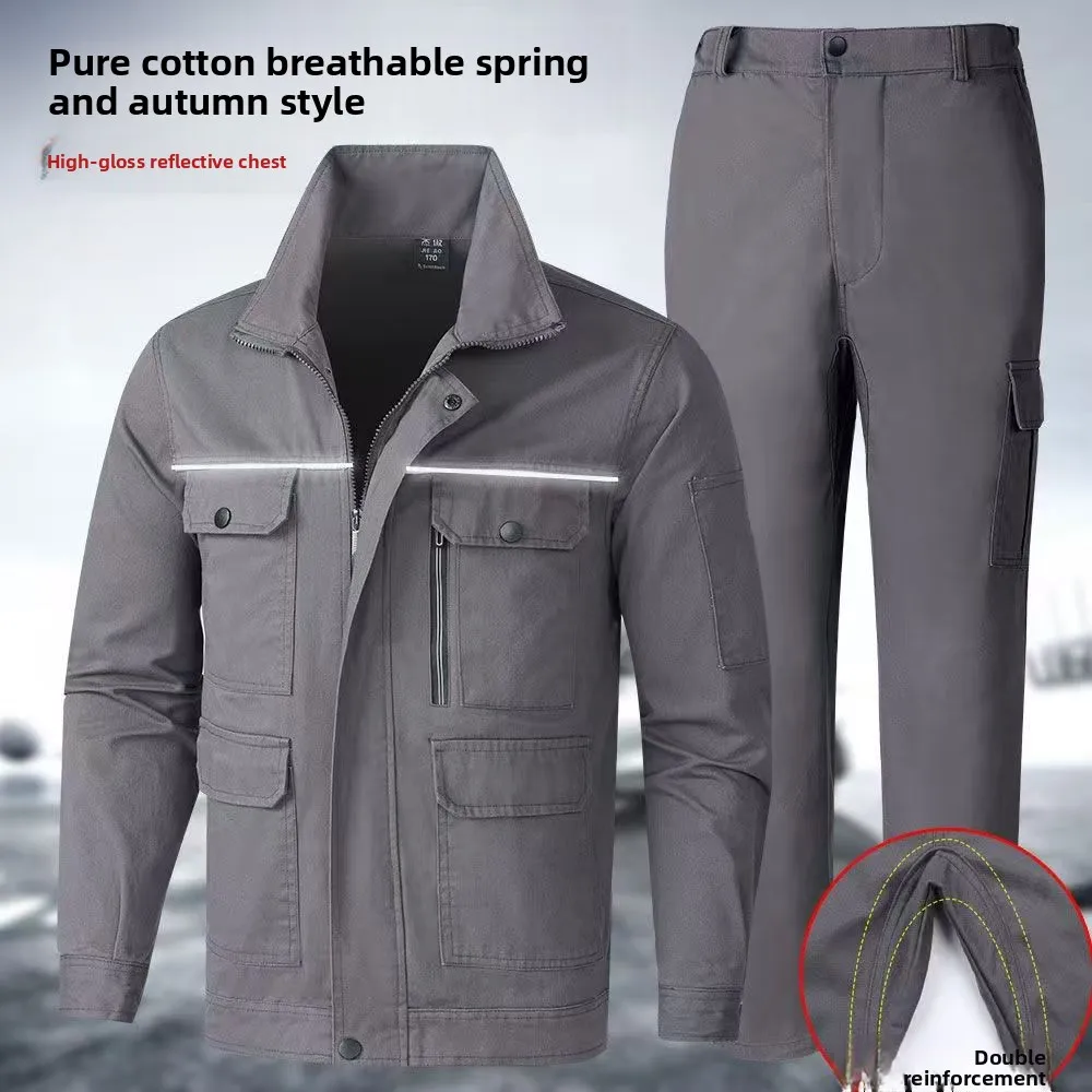 

Thiened Pure Cotton Work20 orm Set для мужчин Сварочная противоожоговая спецодежда Jaet Ремонт одежды Long Sve...