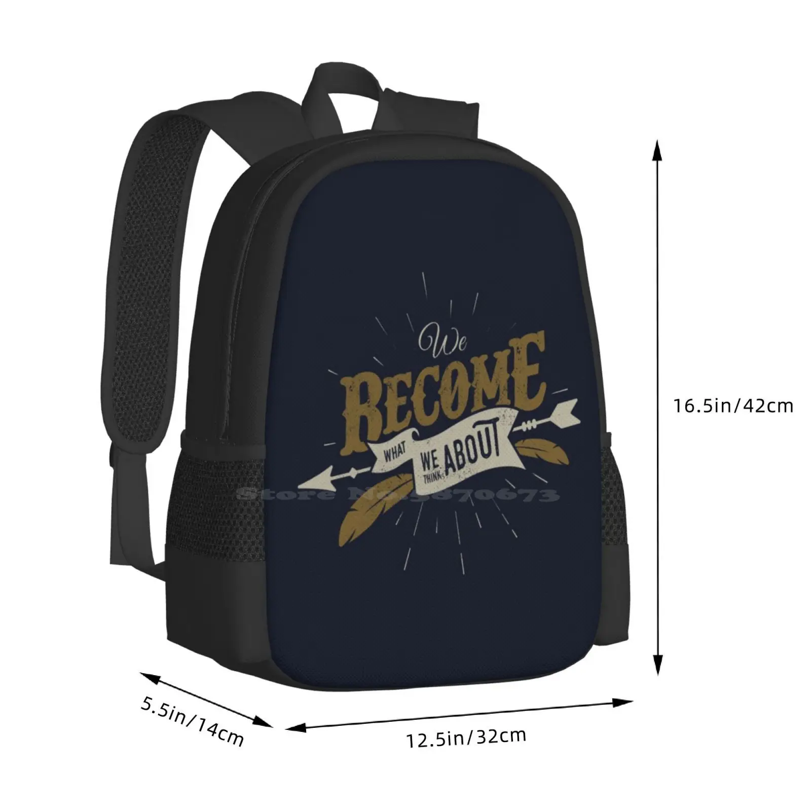 Nous devenons ce que nous pensons Sacs à dos pour l'école, Adolescents Bol Sacs de voyage Citations Vectorart Webecomewathink