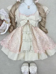 Japanese Style Y2k Cutecore Retro 2 Piece Sets Women Off Shoulder Tops + Pleated Mini Dress Set New Pink Lolita Chic Suit Summer