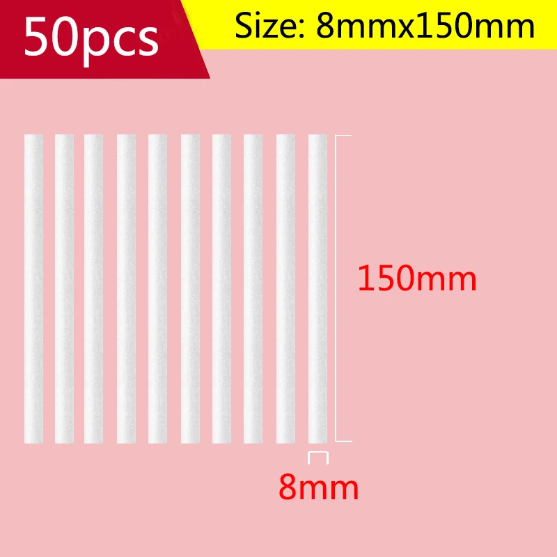 8mmx150mm 50pcs Air Humidifier Aroma Diffuser Replacement High Quality Water Absorbing Cotton Swab Filters Universal Cuttable