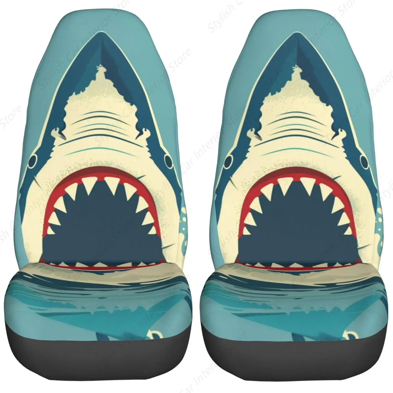 

Shark Jaws Car Front Seat Covers 2 Pcs Universal Auto Seat Covers Front Seats Only, Vehicle Bucket Seat Protectors Fit for Most