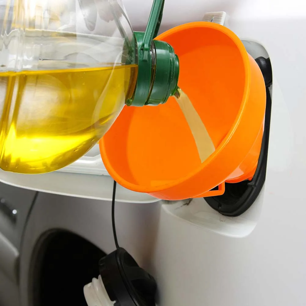 

2pcs Thickened Large Mouth Oil Funnel ABS Durable Wide Application Engine Fuel Easy Refueling Orange Automotive