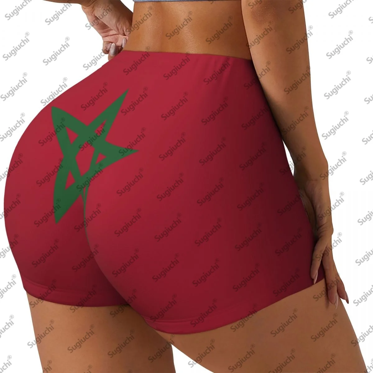 المغرب العلم اليوغا السراويل للنساء تجريب Scrunch بعقب رفع عالية الخصر رياضة الجري السراويل القصيرة