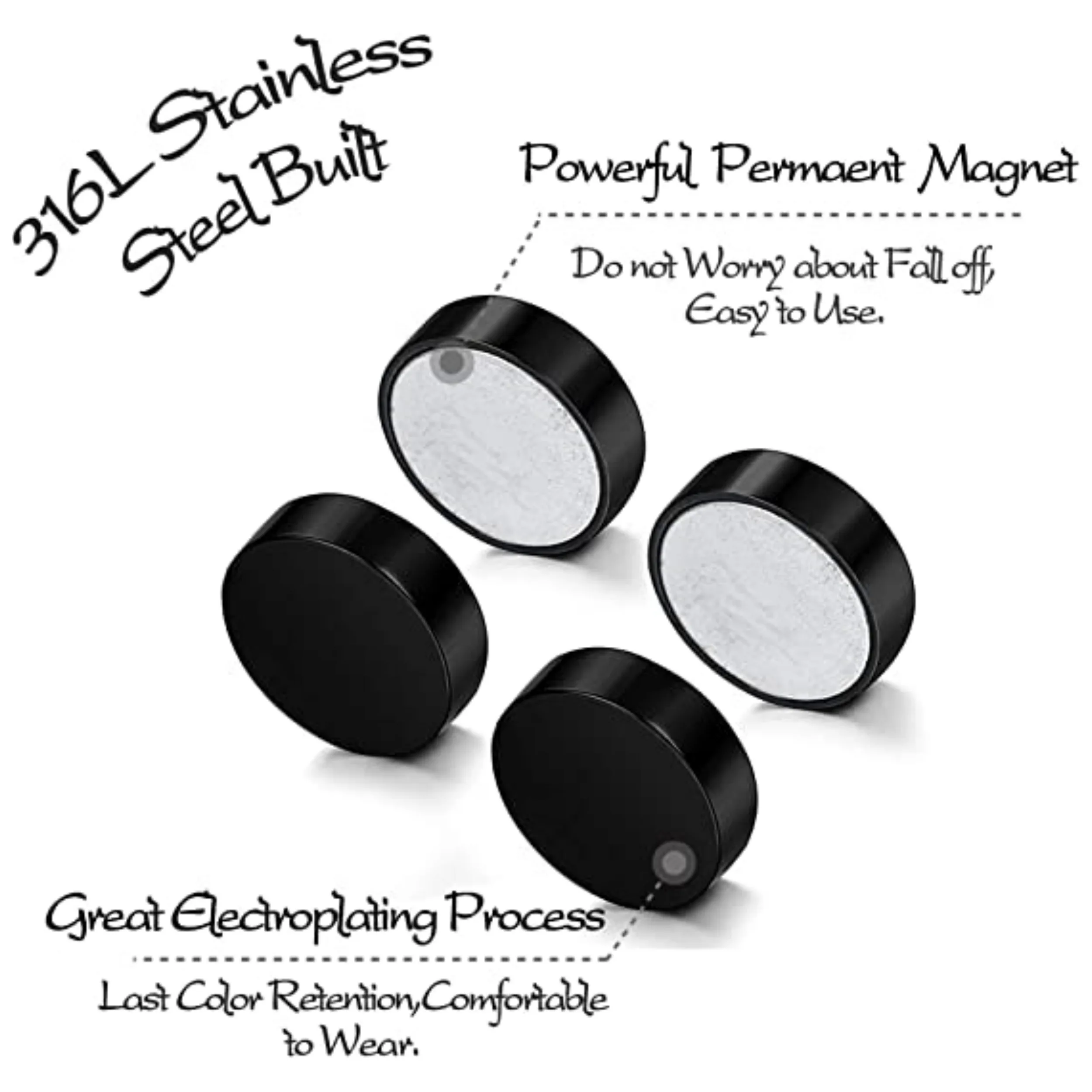 Magnetic Clip-On Earrings for Men - 316L Stainless Steel, No Piercing Required, Hypoallergenic Simple Design - Secure & Stylish
