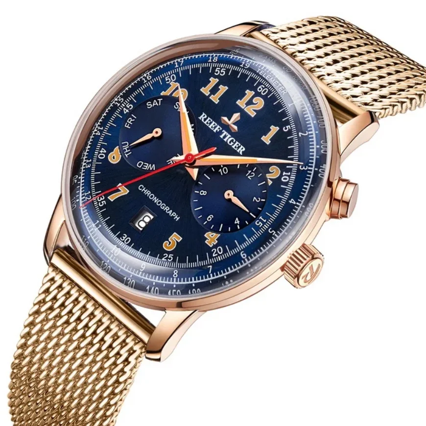 ريف النمر الرجال ساعة أوتوماتيكية 40 مللي متر الأعمال الميكانيكية ساعة اليد سامسونج مضيئة شهر أسبوع تاريخ الياقوت مرآة #1