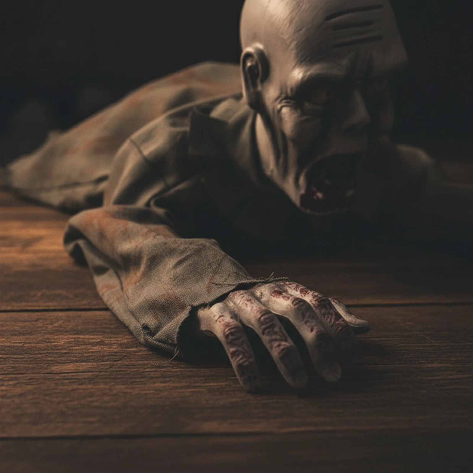 Animated Crawling Ghost Prop Scary Crawling Corpse Prop with Tattered Cloth Sound-Producing Ghost Decoration Indoor Easy to Use
