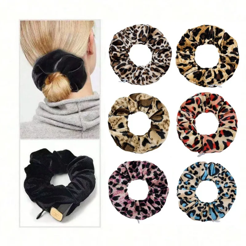 

1 шт., модный новый карманный кошелек с леопардовым принтом, резинки для волос в стиле ретро, эластичная повязка для толстой кишки, аксессуары для волос, хит продаж