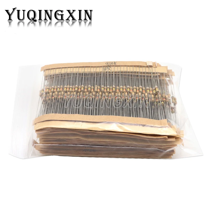 860pcs 1/4W Carbon Film Resistor Kit 5% Resistance Assorted Set 43valuesX20pcs 1R - 1M Ohm 0.25W Sample Pack