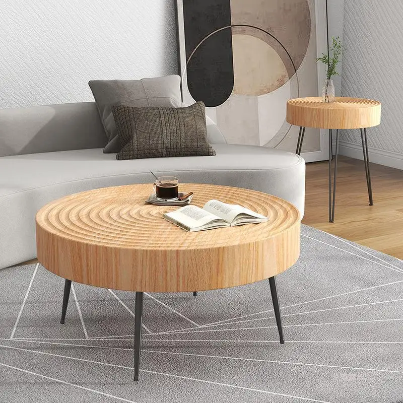 

Solid wood coffee table, small coffee table, small household, annual ring combination, homestay, furniture rental room