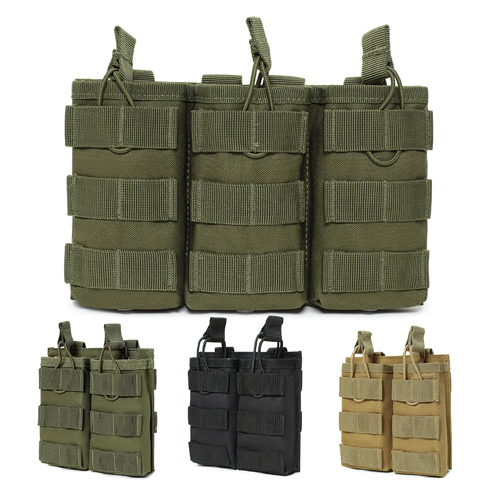 1000D Nylon Magazine Pouch Single Double Triple AR15 M4 5.56 AK 7.62 Holster Molle Airsoft Color Elastic Magnetic Carrier
