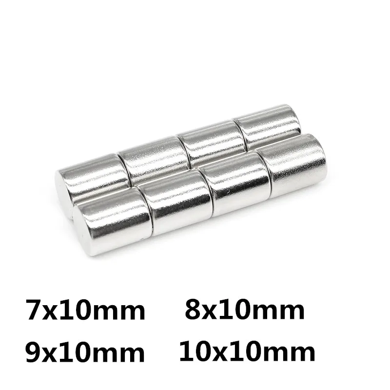 10/20/50/100PCS Strong Round Neodymium Magnets NdFeB N35 Super Power Cylinder DIY  Magnetic 7x10 8x10 9x10 10x10 mm Magnet