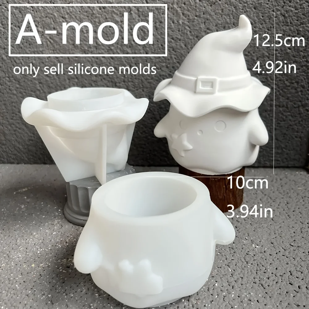 Halloween Ghost Witch Storage Box Mold, Plaster Candle Holder, Resin and Silicone Mold，holiday decorations, crafts, casting