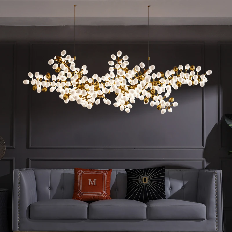 Gold Grape Chandelier Design Glass Pendant Lights Nordic Living Room Dining Room Lustre Kitchen Hanging Light Pendant Lamps