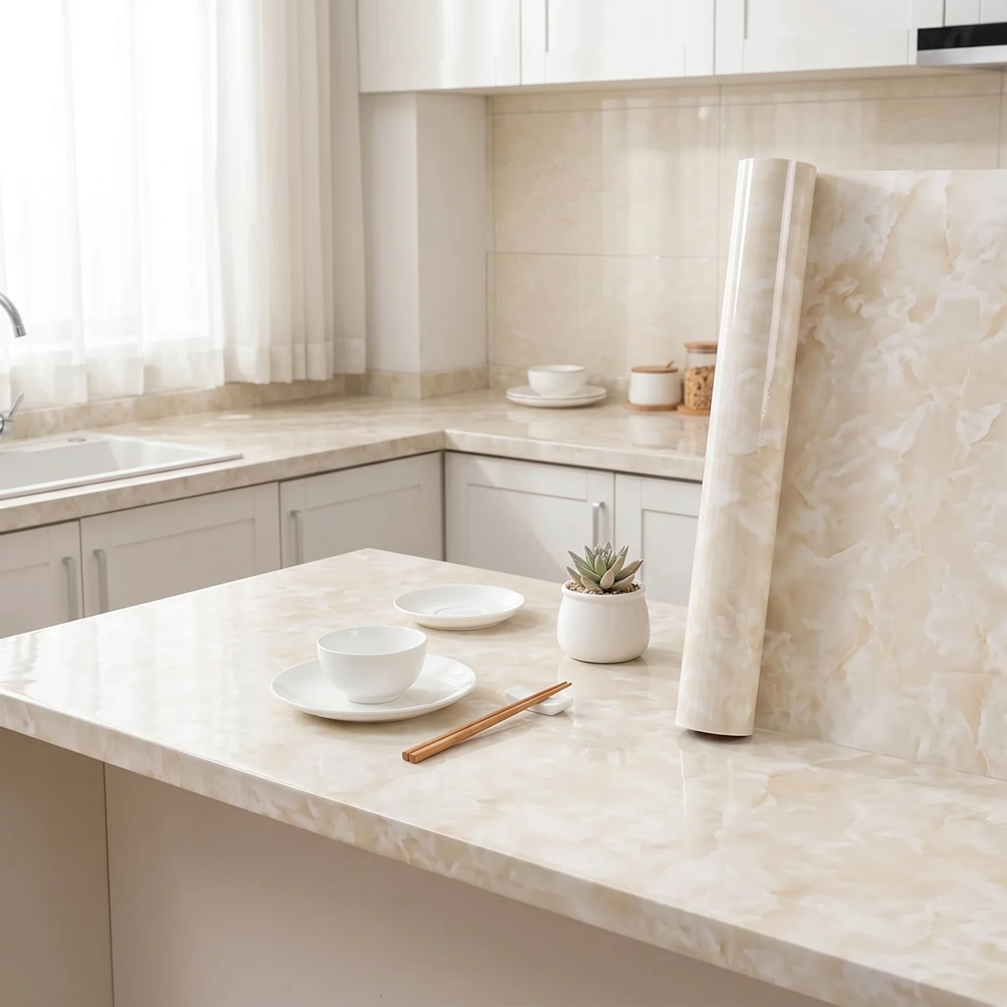 40/55cm Wide Marble Peel And Stick Contact Waterproof Oilproof Removable PVC Wallpaper Kitchen Cabinet Bathroom Furniture Decor