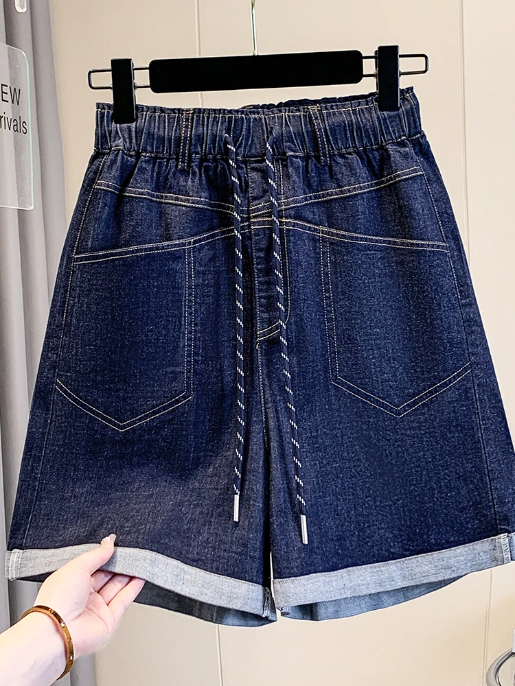 

Slim Fit Elastic Waistband High Waist Wide Leg Jeans Thin Cotton Casual Trousers for Women Summer 2026 Fashionable Brand Resale