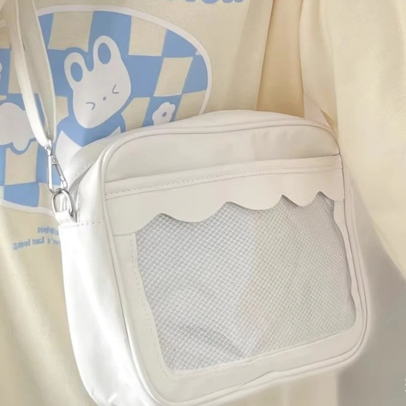 Japanese Style PU Anime Transparent Single Shoulder Cross Body Women Bag Small Appetite Pain Bag Versatile Simple Daily Pain Bag