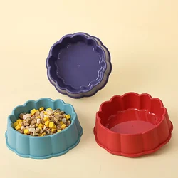 Pet Supplies Three Sizes Frosted Lace Single Bowl Petal Shape Pet Bowl Dog Bowl Cat Bowl Feeder