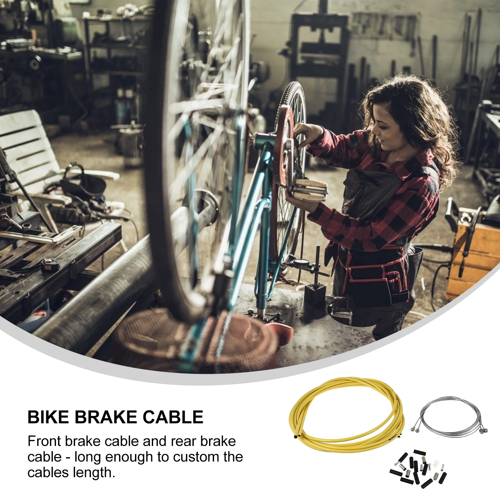 

Bike Brake Cable Housing Set Yellow Front Rear Cables Long Durable Universal Brake for Mountain Bicycle