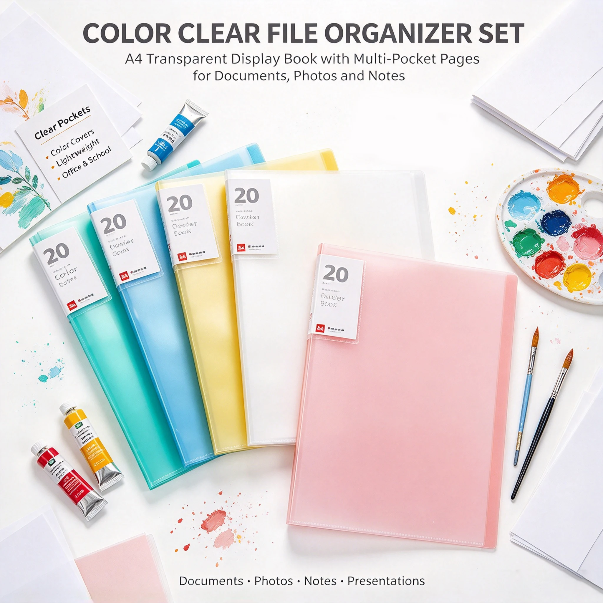A4 Large‑Capacity Transparent Multi‑Layer Clear Book Folder,Document Storage Organizer for File Sorting School Office Stationery