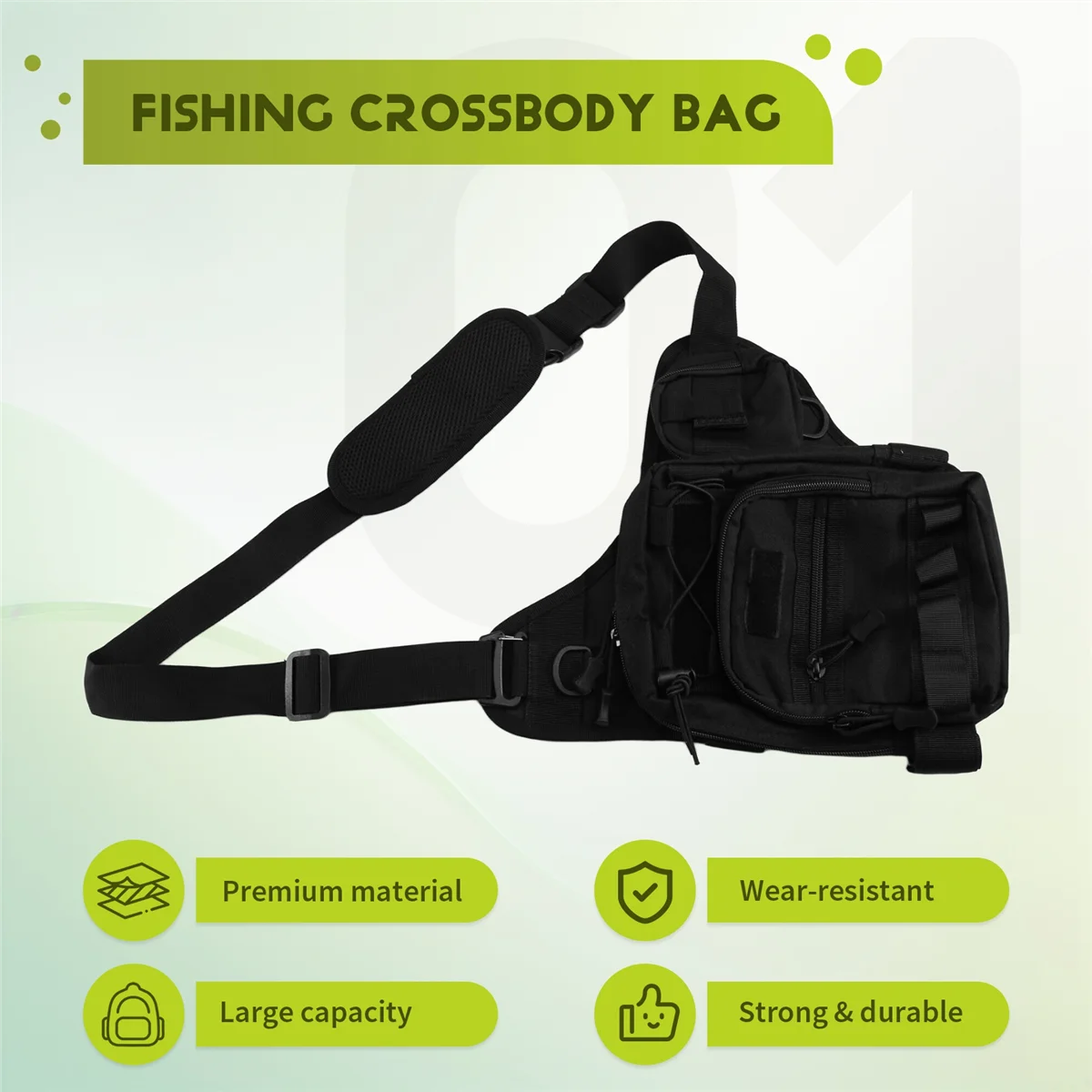 

AA85 Fishing Crossbody Bag,Tackle Storage Waist Pack for Men,Sports Chest Bag with Multiple Pockets for Climbing, Camping Use