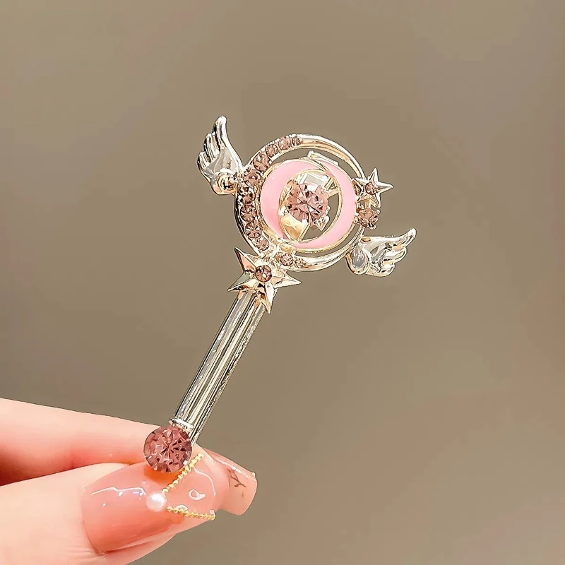 Anime Card Captor SAKURA Hair Accessories Kawaii Girls Magic Wand Hair Clip Cosplay Props Angel Wings Headdress