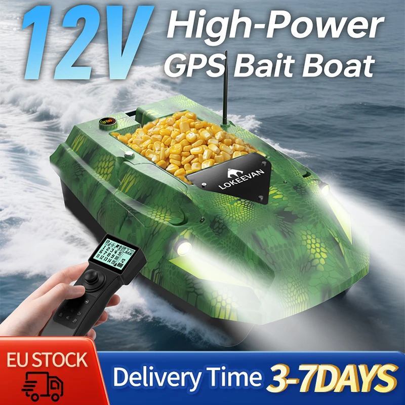 LOKEEVAN D50E GPS Köderboot 15600*2 mAh 12V GPS+Beidou Dual-Positionierung Fischfinderboot mit Sonar, Wassertiefen- und Temperaturerkennung, drei Geschwindigkeitsmodi, 2.4G drahtlose Fernbedienung,
