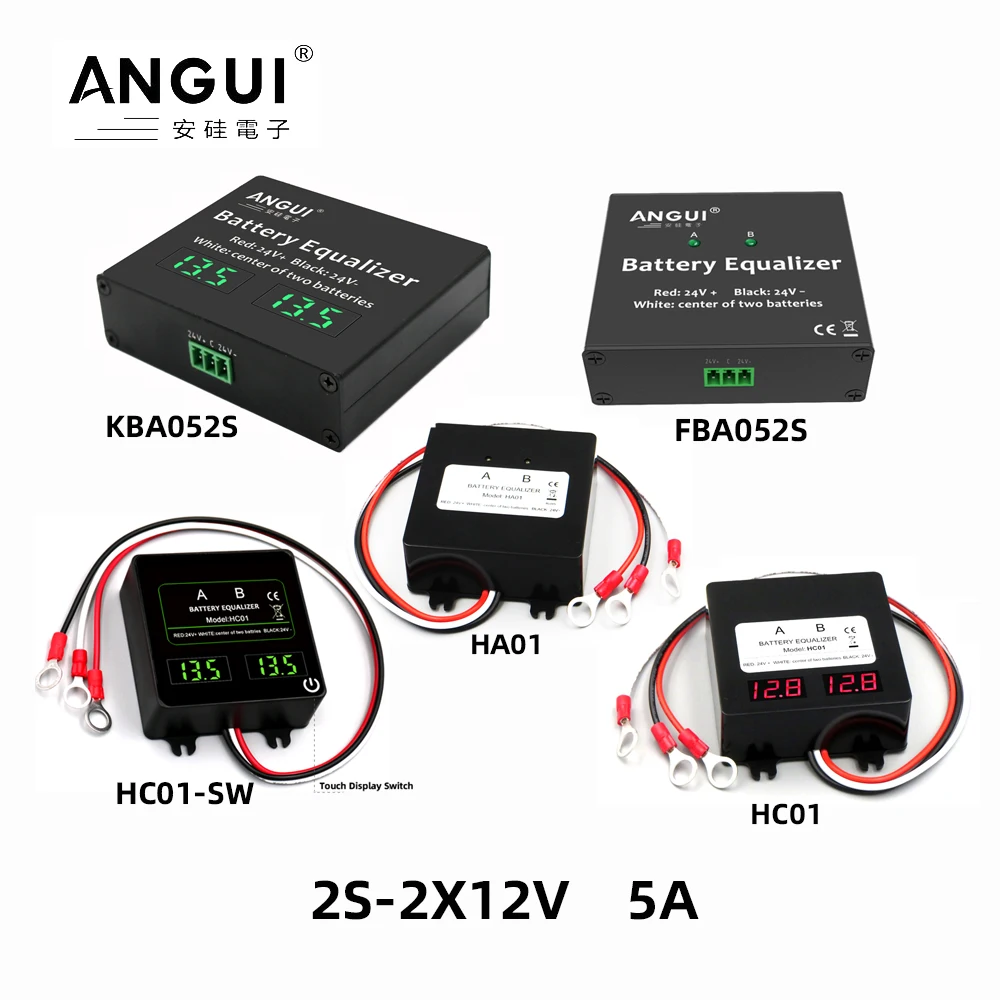ANGUI 24V FBA052S KBA052S HC01 Battery Equalizer LED Display 2X12V Lead Acid Gel Batteries Series Balancer 2S Active NCM 24V