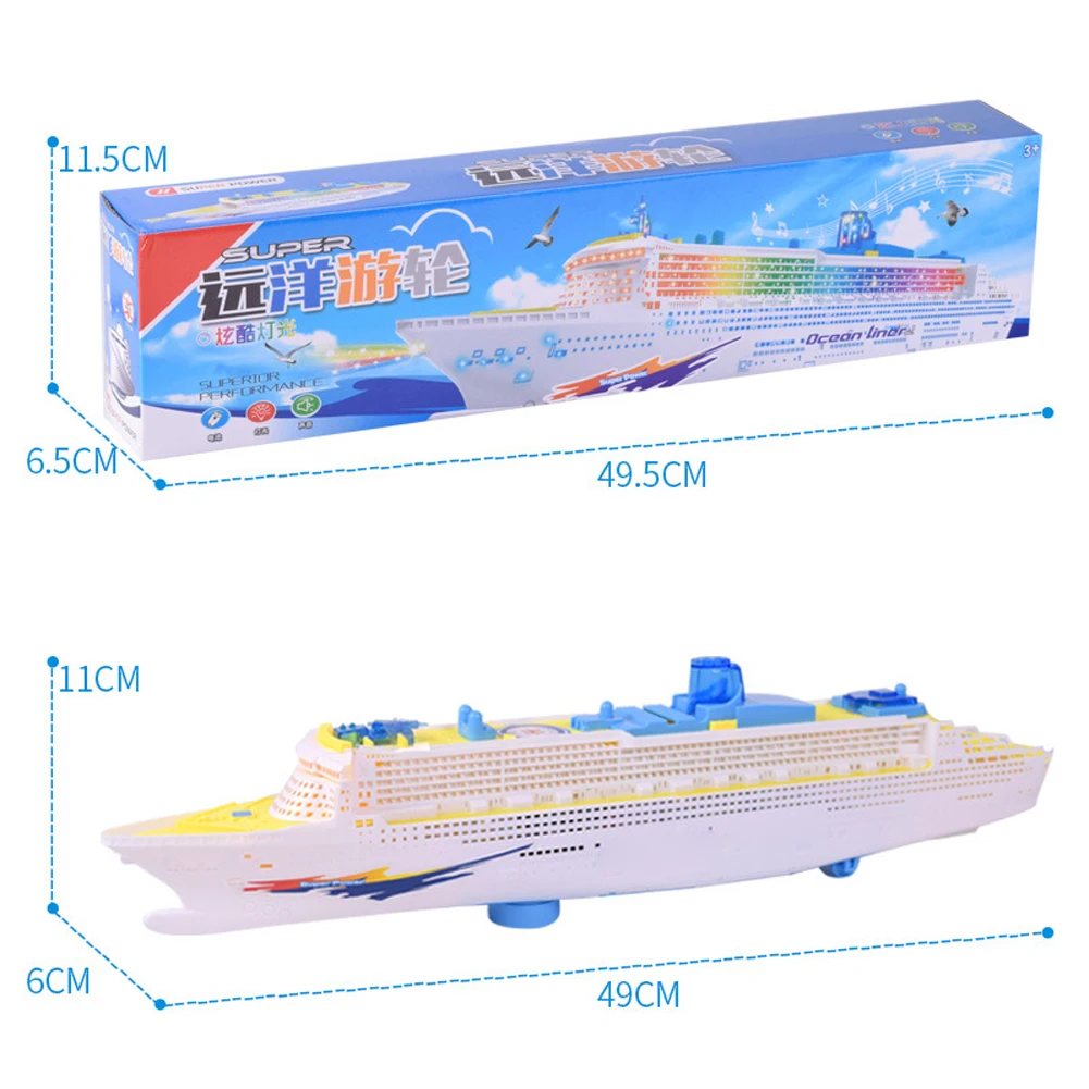 49CM Ship Plane Toy Model Electric Universal Ocean Liner Ship with Sound Music Cruises Boat Toy For Children Automatic Steering