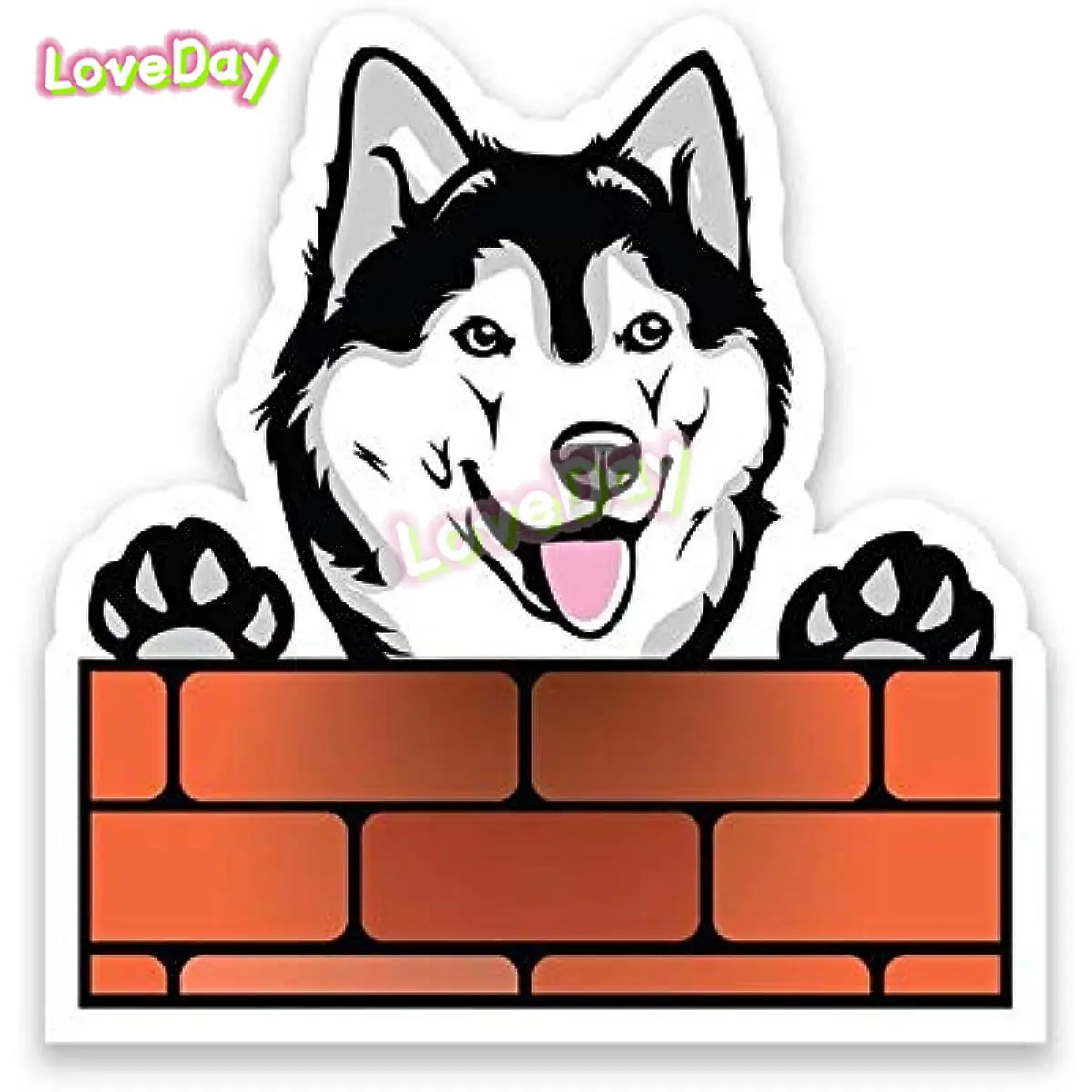 Siberian Husky Dog Peeking Over Wall Fun and Mischievous Dog  Vinyl Car Stickers Window Wall Cups Laptop Stickers Bumper Decal